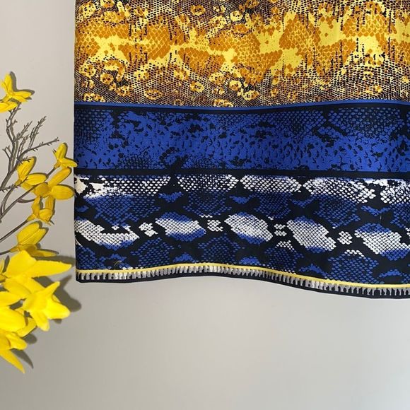 🔴 NWT Kenneth Cole Black White Blue Multi Print Shift Cocktail Dress - Picture 10 of 14